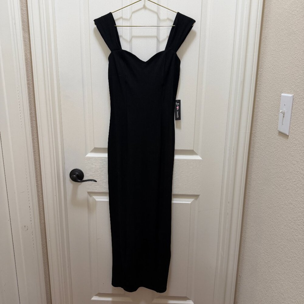J for Justify Stretchy Ribbed Knit Maxi Dress Size M Black Sleeveless Bodycon